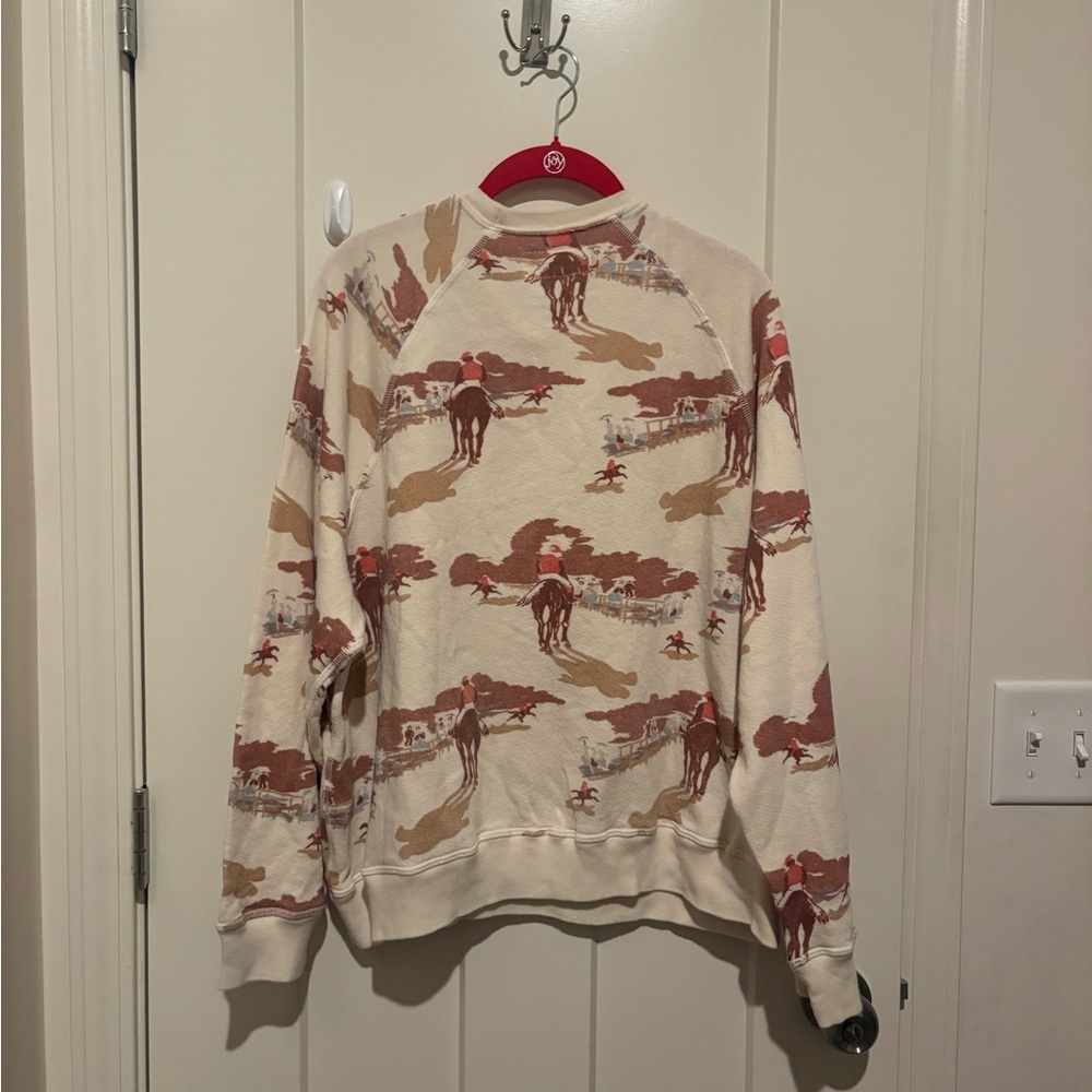 THE GREAT The Slouch Sweatshirt in Riding Horses Print Size 1 Small NWT - Picture 3 of 5